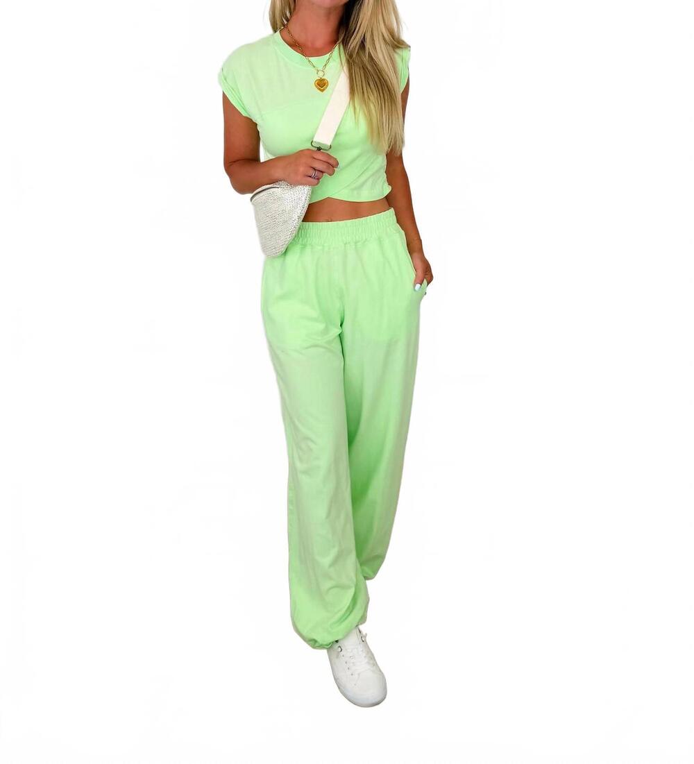 NEW RAE MODE serving looks high-rise cotton blend pants set in green